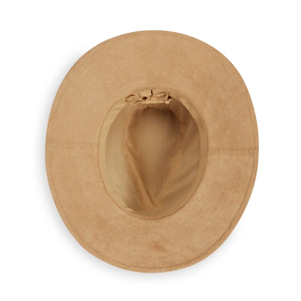 Wallaroo Hat Co Travel UPF 50+ Camel Tan Adjustable Faux Suede Telluride Fedora - Picture 3 of 4